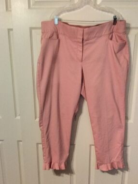Lane Bryant Blush Pink Cropped Ruffle-Hem Pants